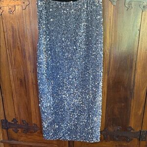 Pink Memories Sequin Pencil Skirt - Silver Sparkle